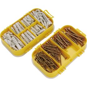   EXTOL CRAFT forgácslapcsavar és műanyag tipli klt.; 170db, műanyag tároló dobozban