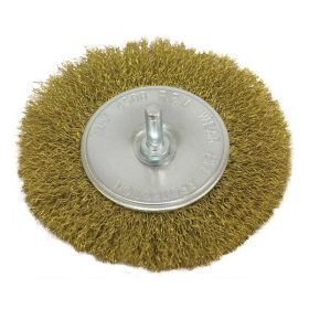   EXTOL CRAFT drótcsiszoló körkefe, fúróba fogható, rezezett ; 100mm, O 6mm-es csap, max. 4500 ford/perc