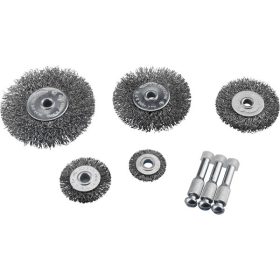   EXTOL CRAFT drótcsiszoló körkefe készlet; 6mm-es csap, 25-38-50-63-75mm