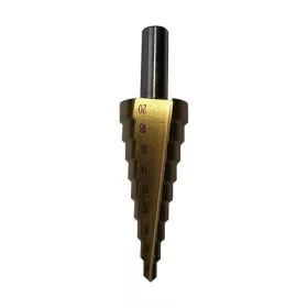   EGYÉB lépcsős fémfúró, 9 lépcsős; (4-20mm, 2mm lépcsők), HSS, max. 4mm vastag anyagokhoz, TiN bevonat