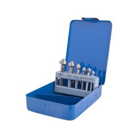   EXTOL CRAFT kúpos süllyesztő klt, 6db, 90 fokos, 3 élű; 6,3-8,3-10,4-12,4-16,5-20,5mm, 1/4" háromszög befogás, HSS acél, fém doboz