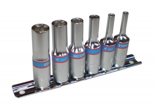 6 részes 3/8" torx hosszú dugókulcs készlet  sínen 3116PR
