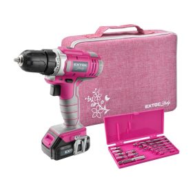   EXTOL LADY akkus fúrócsavarozó, 12V, Li-ion, Extol Lady, 1db 1300 mAh akku