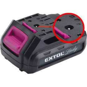   EXTOL tartalék akku RÉGEBBI TÍPUSÚ 12V Li-ion, 402401 géphez és 402400A töltőhöz, 2 SARU+1 TÜSKE; 1300mAh, töltési idő: 4,5óra