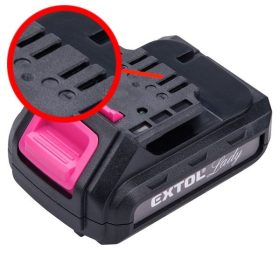   EXTOL tartalék akku ÚJABB TÍPUSÚ 12V Li-ion, 402401 géphez és 402400D töltőhöz, 3 SARU; 1300mAh, töltési idő: 4,5óra