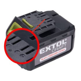   EXTOL tartalék akku ÚJABB TÍPUSÚ 402420 Li-ion töltőhöz, 3 SARU; 16V, 1500mAh, töltési idő: 5,5 óra