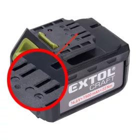   EXTOL tartalék akku ÚJABB TÍPUSÚ 402420 Li-ion töltőhöz, 3 SARU; 16V, 1500mAh, töltési idő: 5,5 óra
