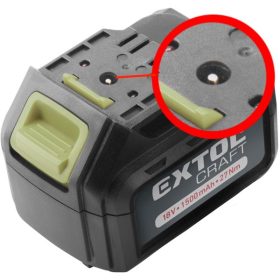   EXTOL tartalék akku RÉGEBBI TÍPUSÚ 402440 Li-ion töltőhöz, 2 SARU+1 TÜSKE; 18V, 1500mAh, töltési idő:1 óra