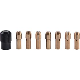   EXTOL CRAFT befogó tokmány klt., 8 db, befogás: 1-1,6-2-2,3-3-2×3,2 mm, M8×0,75 mm, a 404120, 404121, 8892201 mini köszörűgéphez