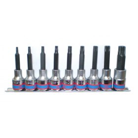   9 részes 1/2˝-os torx bitfejkészlet  L=80mm, sínen  4119PR10