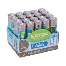  EXTOL ENERGY elem klt. 20 db, alkáli, 1,5V, méret: AAA (LR03); hosszú étettartam, 10×2db-os kínálóban