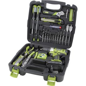   EXTOL CRAFT akkus fúrócsavarozó, 12V, Li-ion, 1db 1300 mAh akku + 46 db szerszámkészlet