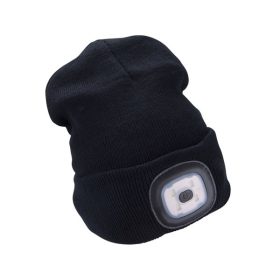   EXTOL LIGHT sapka, fekete, kötött, kivehető LED homloklámpával, 4×45 Lumen; USB tölthető Li-ion, 3funkció (100%-75%-50% fénye.)