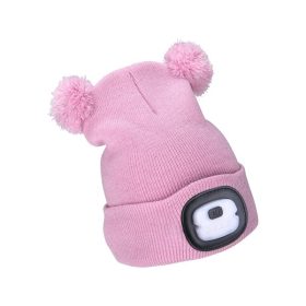   EXTOL LIGHT sapka, gyerek, rózsaszín, kötött, kivehető LED homloklámpával, 4×25 Lumen; USB tölthető Li-ion, 3funkció (100%-75%-50%)