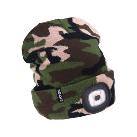   EXTOL LIGHT sapka, terepszínű, kötött, kivehető LED homloklámpával, 4×45 Lumen; USB tölthető Li-ion, 3funkció (100%-75%-50%)