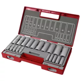  FORTUM hosszított dugófej klt. 1/2", 1/4", 20db; 61CrV5 FORTUM