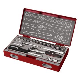   FORTUM Multi Lock univerzális dugókulcs klt. 1/4", 19db; 61CrV5, mattkróm FORTUM
