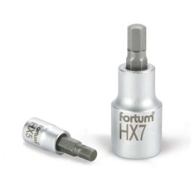   FORTUM bitdugófej, imbusz, 1/2", 61CrV5/S2, mattkróm; 8mm (HX8), 55mm FORTUM