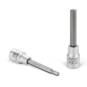   FORTUM bitdugófej, imbusz,  1/2", hosszú,  61CrV5/S2, mattkróm; 8mm (HX8), 100mm FORTUM