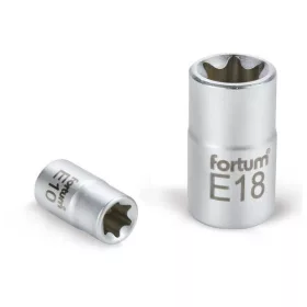   FORTUM dugófej, torx, 1/2", 61CrV5 mattkróm, 38mm hosszú; E12 FORTUM