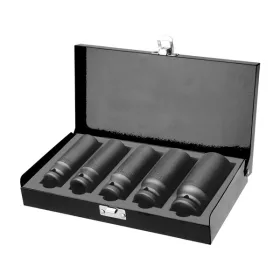   FORTUM gépi (impakt) dugófej klt. 1/2",5db, 17-19-21-24-27mm×79mm ; feketített, műanyag tartóban FORTUM