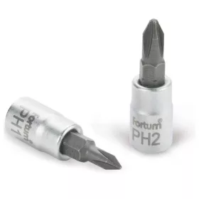   FORTUM bitdugófej PH bittel, 61CrV5/S2, mattkróm; PH2,  1/4" FORTUM