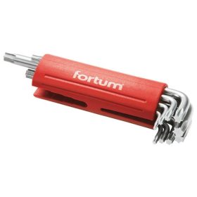   FORTUM torx kulcs klt. 9db, hosszú, T10-50, S2, 10db/cse; T10-T15-T20-T25-T27-T30-T40-T45-T50, műanyag markolat FORTUM