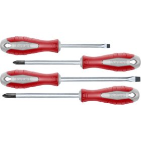   FORTUM csavarhúzó klt., 4db; lapos: 4×75, 6×125mm, PZ1×100, PH2×125, CV. mágneses, papír doboz