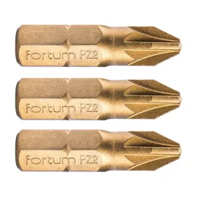   FORTUM behajtóhegy PZ, 3 db, S2 acél, Titanium bevonat; PZ 1×25mm, bliszteren