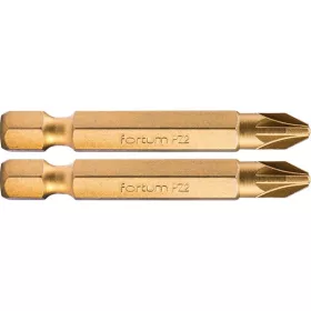   FORTUM behajtóhegy PZ, 2 db, S2 acél, Titanium bevonat; PZ 1×50mm, bliszteren