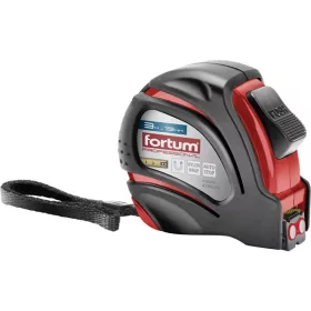   FORTUM mérőszalag, 1 stoppos, ABS műanyag ház, gumírozott; 3m×19mm nylon bevonatú szalag, mágneses vég FORTUM