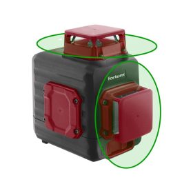   FORTUM automatikus lézeres vízszintező, ZÖLD, 2D (2×360°) pontosság: 0,3mm/1m, 1/4" és 5/8" menet