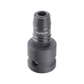   FORTUM adapter, impakt 1/4" BIT-ek gépi befogásához, 1/2" gépi befogás, gyorskioldóval, CrMoV, hossz: 49 mm