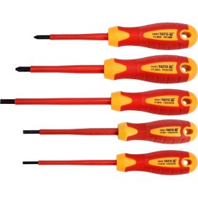   YATO csavarhúzó klt. szigetelt 1000V, 5db ; (-) 3; 4; 5,5; (+) PH (1,2), VDE, bliszteres