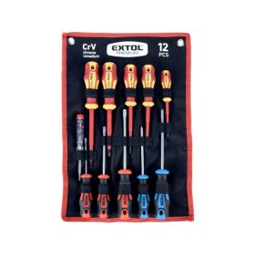   EXTOL PREMIUM csavarhúzó klt. szigetelt 1000V+nem szigetelt, 6+5db ; fáziskeresővel, műanyag kínáló+nylon tok