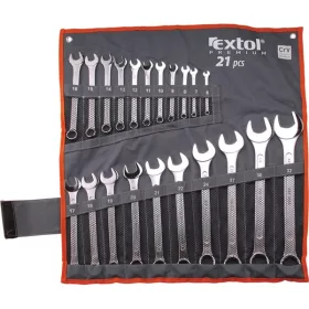   EXTOL PREMIUM csillag-villás kulcs klt., CrV., vászon tartóban; 21db, 6-32mm