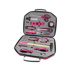   EXTOL LADY szerszámkészlet, 47db, 1/4"; Extol Lady, rózsaszín, 8 dugófej (5-14mm), fogó, csavarhúzók, kalapács, BIT-ek, vízmérték