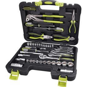   EXTOL CRAFT szerszámkészlet, 65db, 1/4"+3/8" CV.; dugókulcsok, racsnis kar, fogók, csavarhúzók, villás kulcsok, BIT-ek