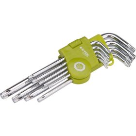   EXTOL CRAFT torx kulcs klt., Cr40. 9db, egyik vége lyukas; T10,15,20,25,27,30,40,45,50, bliszteren