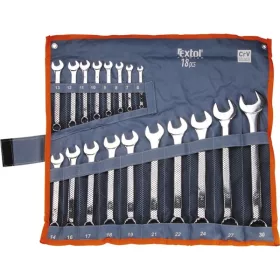   EXTOL PREMIUM csillag-villás kulcs klt., CrV., elliptikus, vászon tartóban ; 18db, 6-30mm