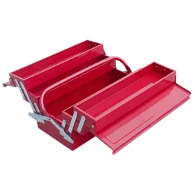   N1 szerszámosláda fém 40×20×20cm, 5 rekesz, festett lemez, piros, lakatolható