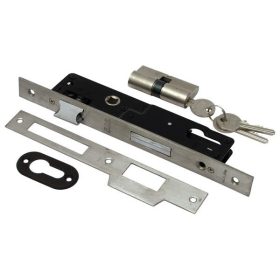   FLAME Biztonsági portálzár cilinderes 40 mm + zárbetét 3 kulccsal, Flame