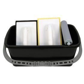   N3 burkoló vödör, 10 literes, műanyag, szögletes (44×24×17cm), 1 görgös, fugázó simító, szivacsos simító