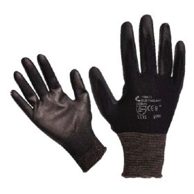   EGYÉB Kötött kesztyű fekete nylon, XL-es méret, 10' poliuretánba mártott teny. és ujjhegy., gumírozott mandzse