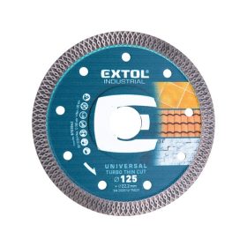   EXTOL INDUSTRIAL gyémántvágó, ipari korong, TURBO, extra vékony vágás: 1,5mm vastagság; 115×22,2mm, száraz és vizes vágásra