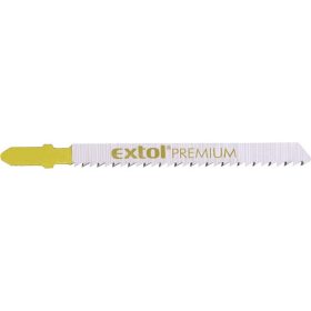   EXTOL PREMIUM dekopírlap, 5db, Bosch befogás, HCS; 75×8×1,5mm, 4mm fogtáv, köszörült fogak, hosszú egyenes vágás, puhafa, farostlemeze