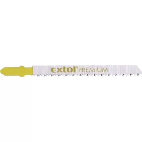   EXTOL PREMIUM dekopírlap, 5db, Bosch befogás, HCS; 75×8×1,5mm, 4mm fogtáv, köszörült fogak, hosszú egyenes vágás, puhafa, farostlemeze