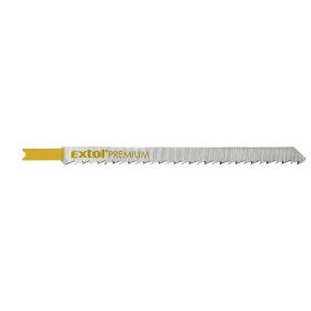   EXTOL PREMIUM dekopírlap, 5db, univerzális befogás, HCS; 126×9×1,5mm, 4mm fogtáv, kösz. fogak, egyenes durva gyorsvágás, puhafához, fa