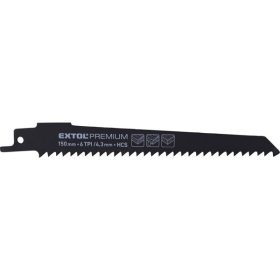   EXTOL PREMIUM szablyafűrészlap klt., 3db, Bosch befogás, 150 mm, 6T, HCS, fához, műanyaghoz, rétegelt falaphoz, tiszta vágás