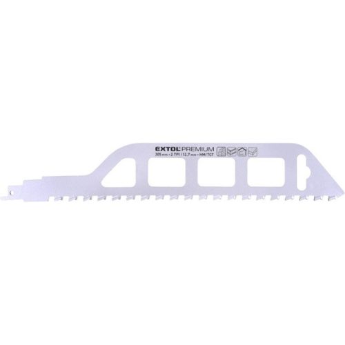 EXTOL PREMIUM szablyafűrészlap 1db, Bosch befogás, HM/TCT fogak, 305 mm, 2TPI, kőzet anyagokhoz, durva vágás